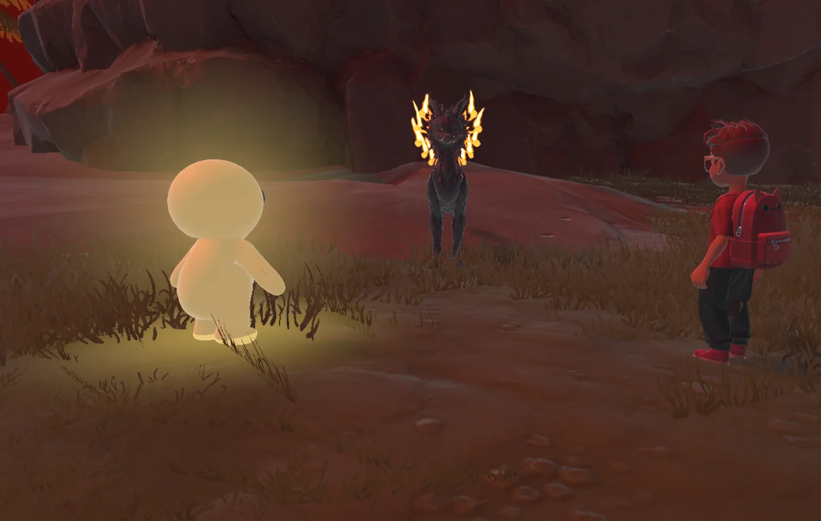 Dans le jeu : la nuit rouge de la colère, Glow, l'enfant et Luminaris, le renard étoilé aux boules lumineuses